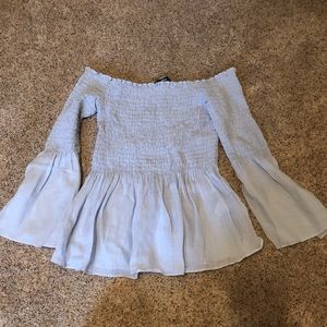 Zara Smocked “Off-Shoulder” Blouse